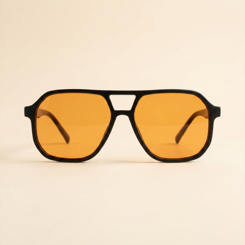 Lunettes de soleil Cannes – Aviateur Noir & Ambré