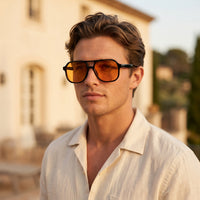 Lunettes de soleil Cannes – Aviateur Noir & Ambré